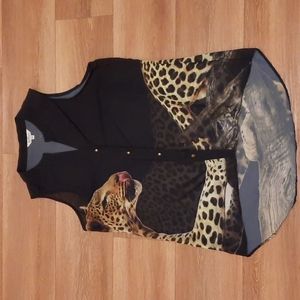🔥🔥🔥SALE🔥🔥🔥Buffalo Leopard Print Sheer Sleeveless Top